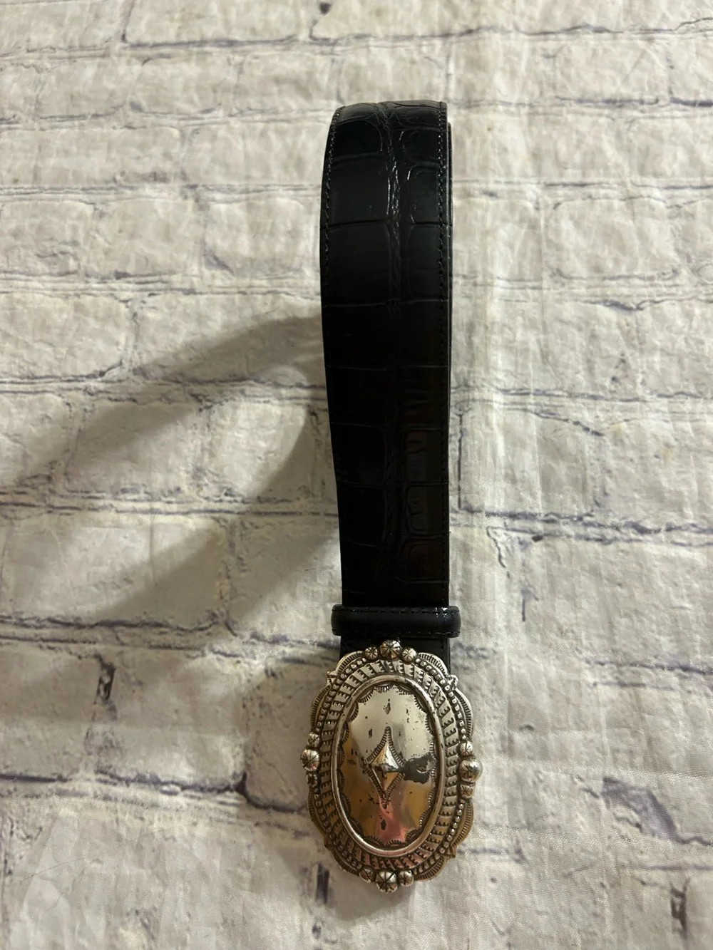 VINTAGE CHUNKY BLACK LEATHER WITH EMBELLISHED REMOVABLE BUCKLE UNISEX SIZE XL